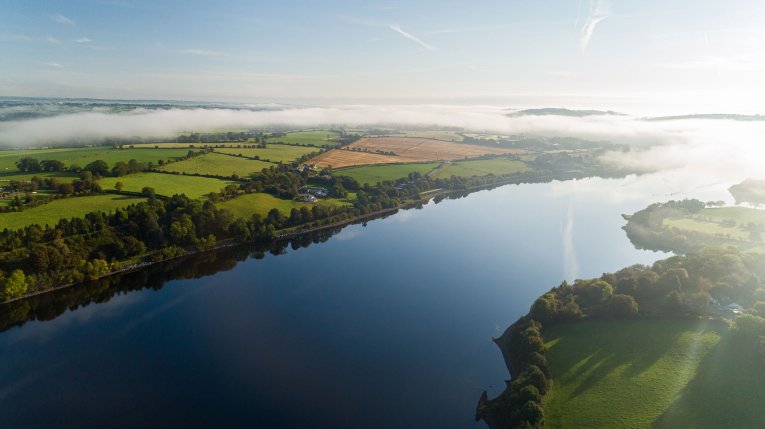 Aerial view of the Inniscarra river basin in Cork