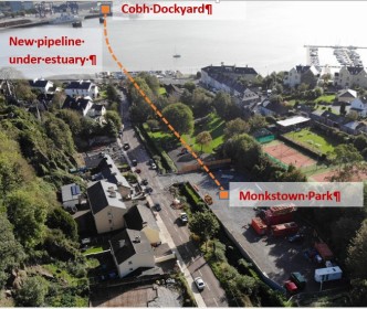 First of two pipes installed underneath estuary between Cobh Dockyard and Monkstown as part of Cork Lower Harbour Project