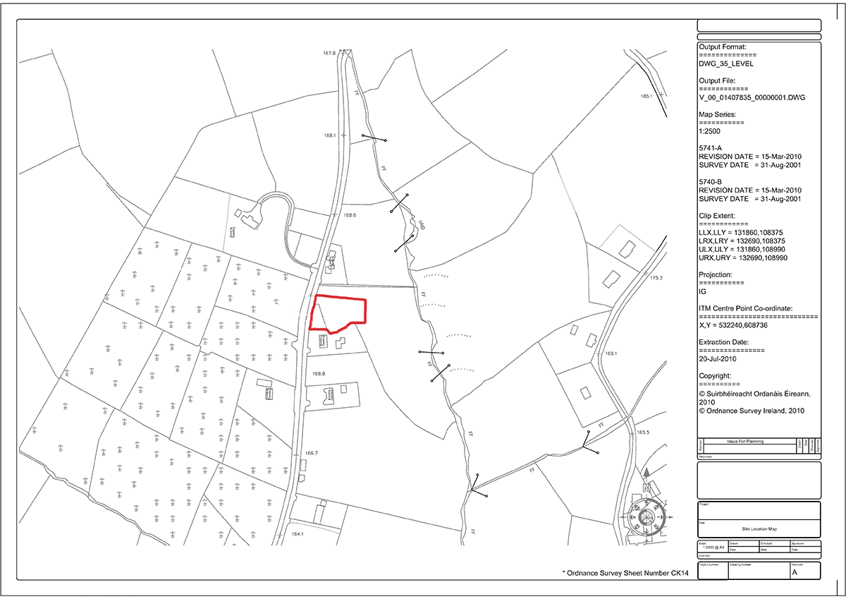 Sample site location map (scale 1:2500)