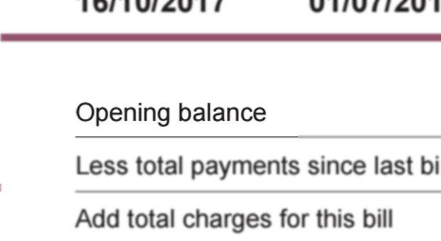 Detail of bill - Opening balance