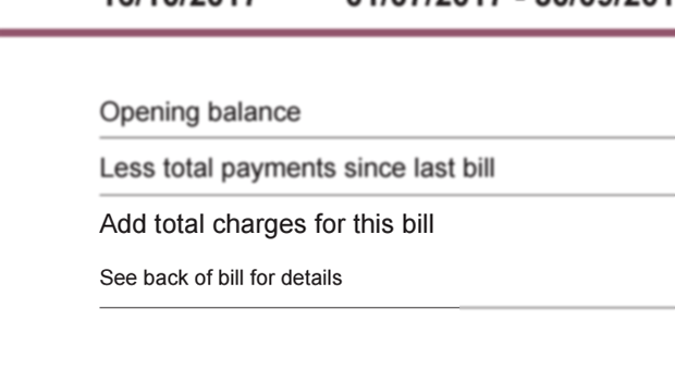 Detail of bill - Total charges for this bill