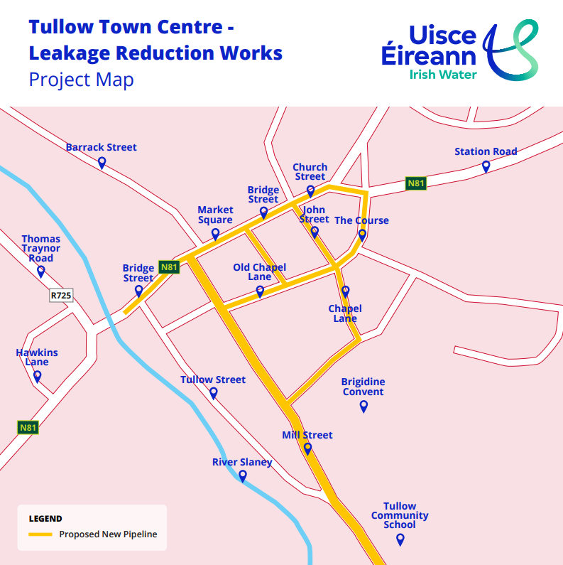 Tullow Town Centre - Leakage Reduction Works Project Map
