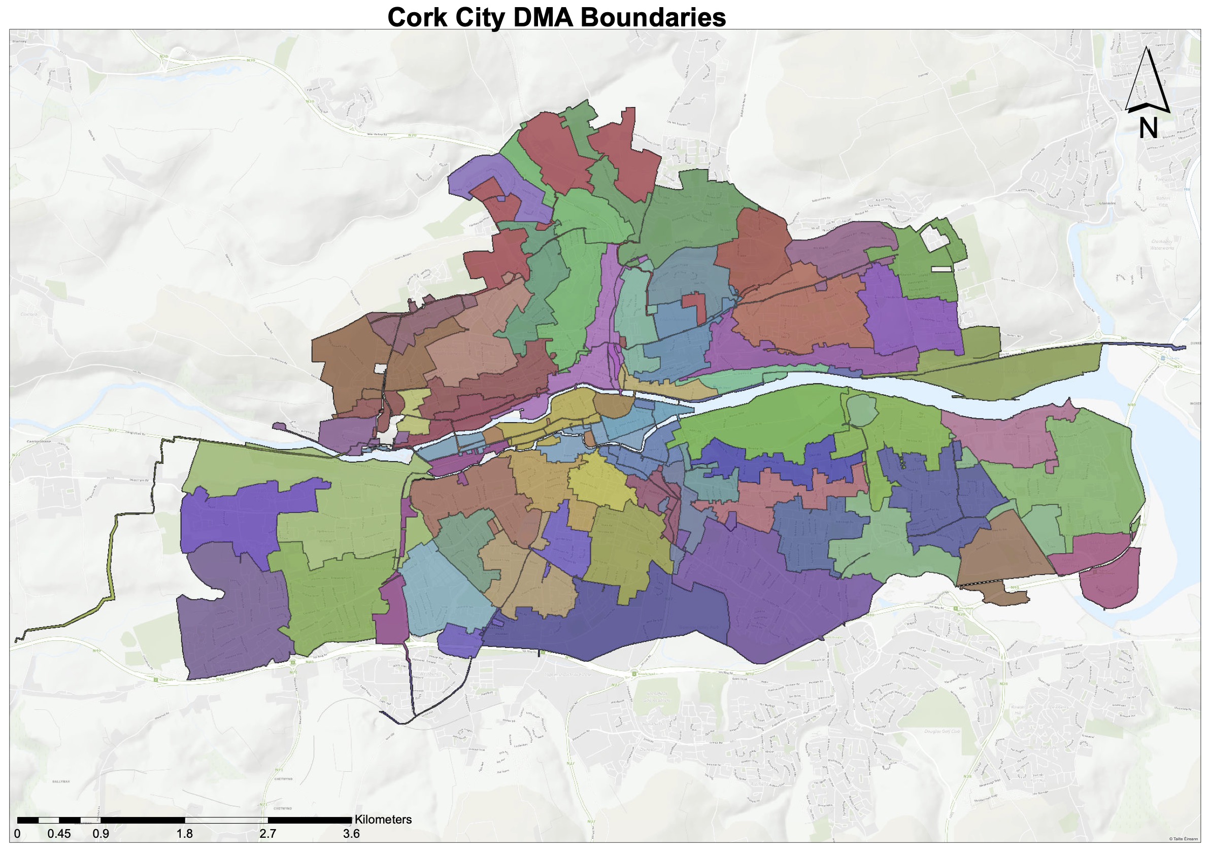 A map of Cork City DMA Boundaries