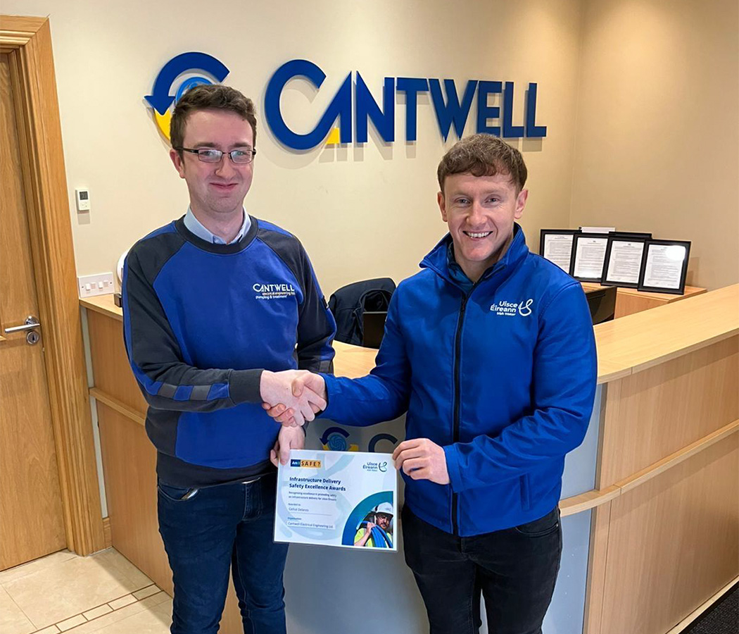 Cathal Delaney, a Graduate Engineer working with Cantwells Engineering, pictured here with Pierce Meade from the HSQE team