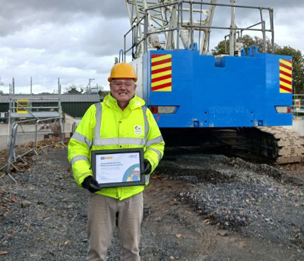 Fergus McLoughlin in a construction site