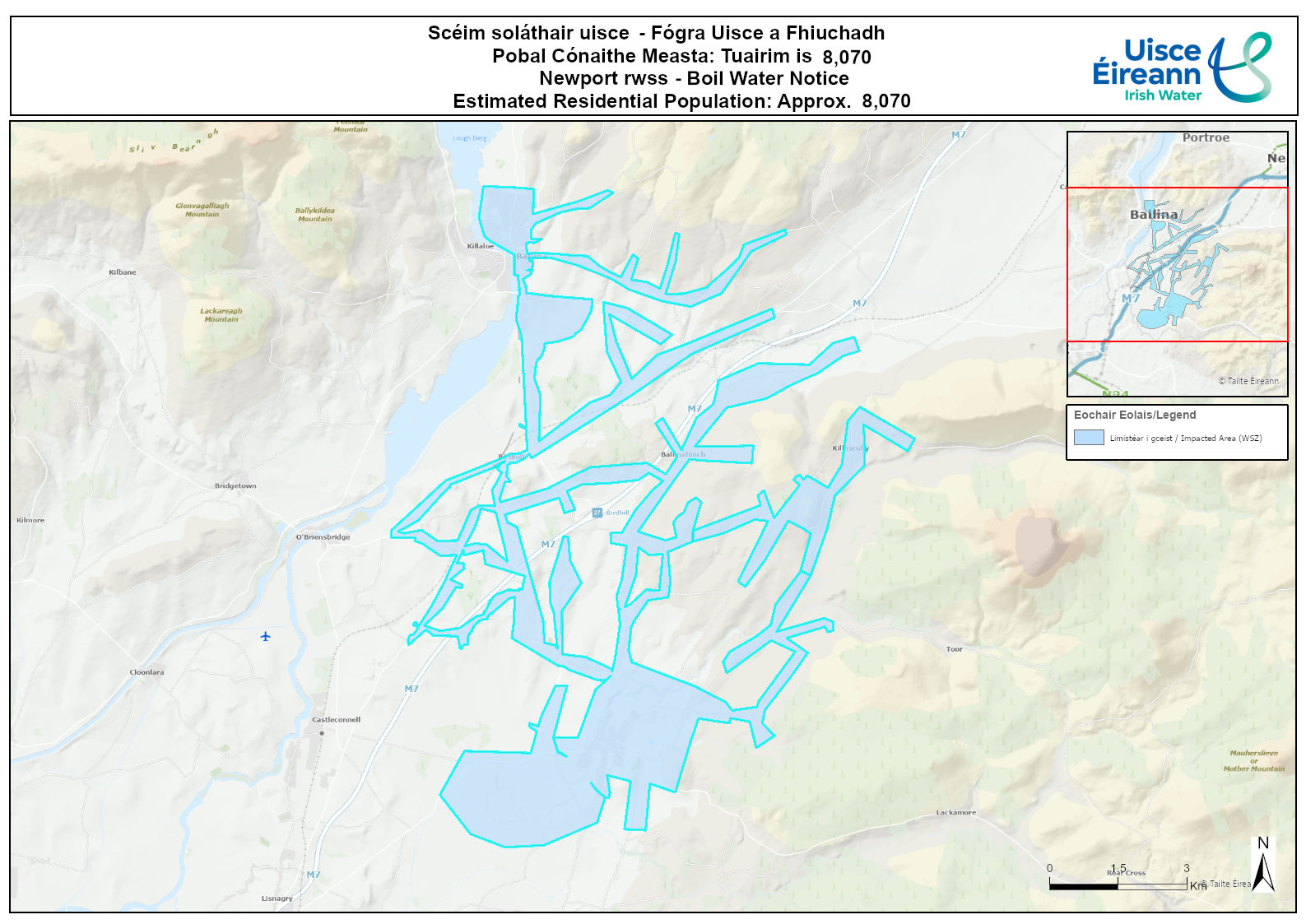 Map of affected area for Newport Boil Water Notice 25 October 2026