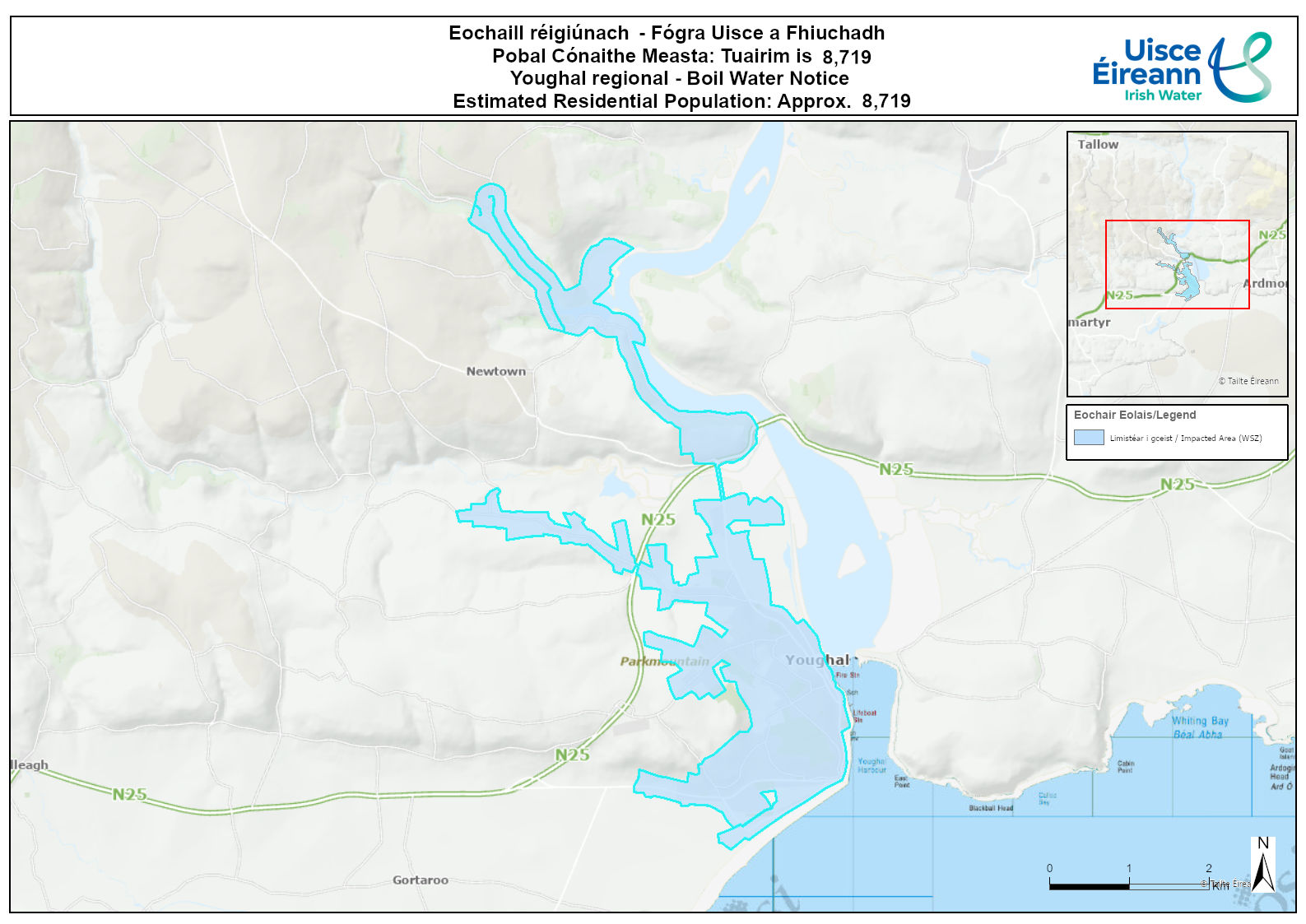 Map of Youghal Boil Water Notice 23 October 2026