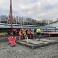 Paul is here on site giving a safety briefing to his team ahead of a tandem bridge lift