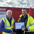 James Fitzsimons being presented with an award