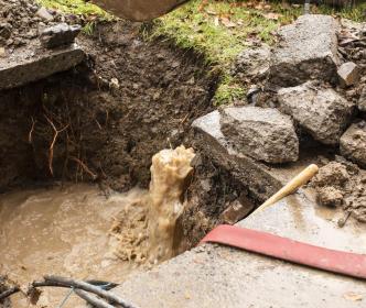 A leaking pipe in the ground