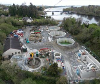 Construction on a water treatment plant