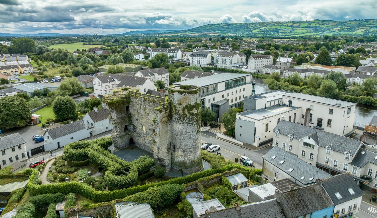 Aerial view of Carlow Town village